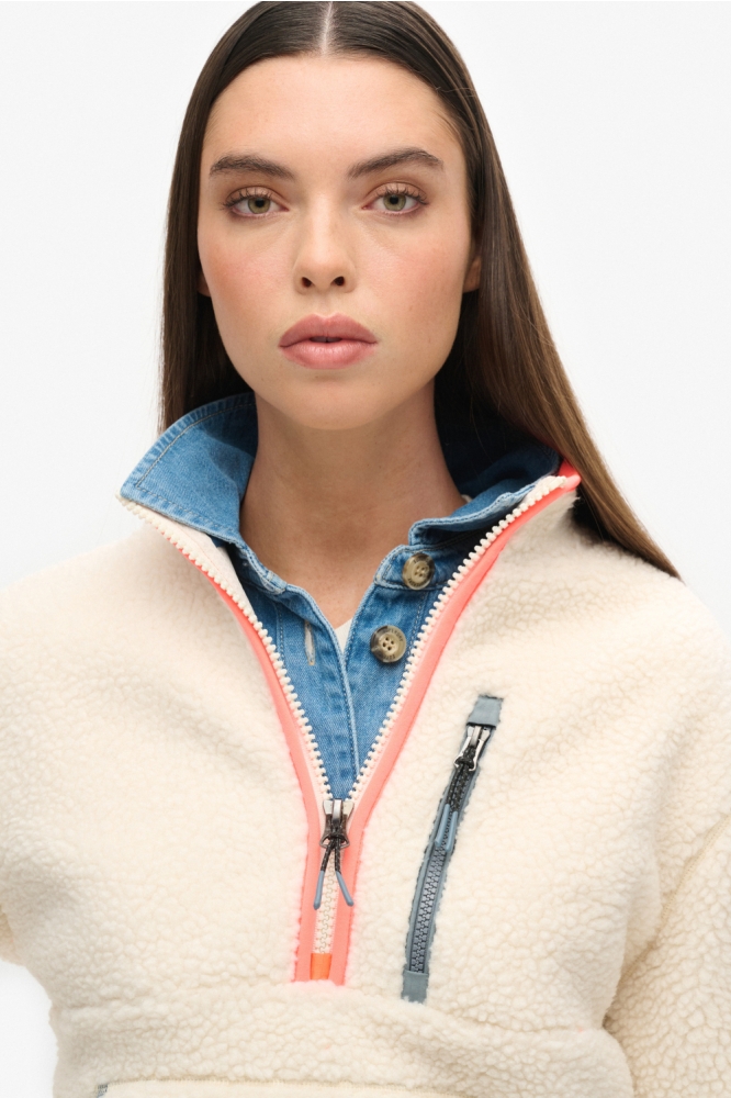 OUTDOOR HALF ZIP FLEECE W2012341A ECRU